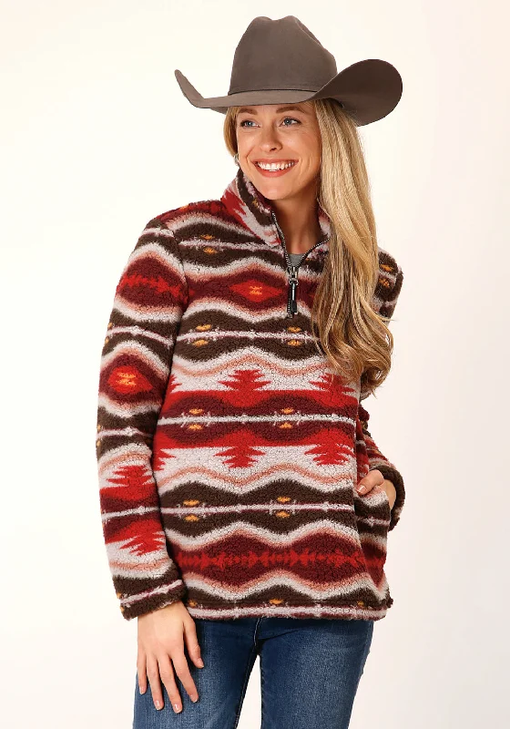 winter coatRoper Womens Blanket Aztec Polar Multi-Color Fleece Fleece Jacket