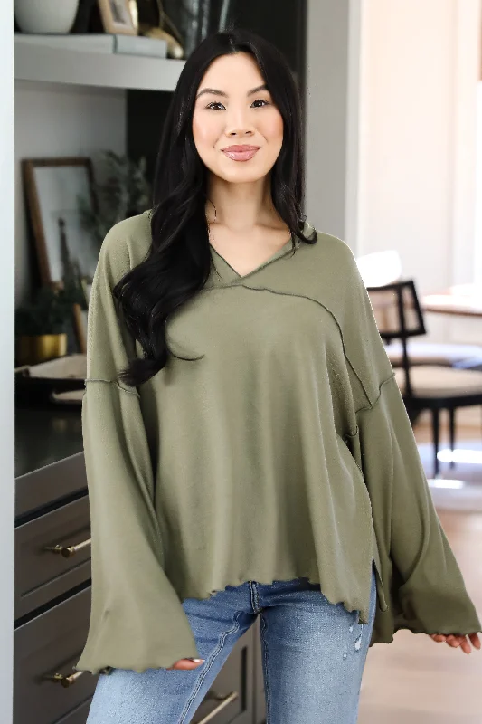 high-quality athletic sweatshirtPlayful Comfort Olive Hooded Top