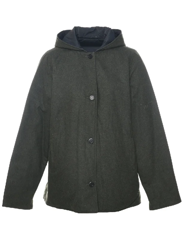 Price Slash casual trench coatHooded Wool Coat - L