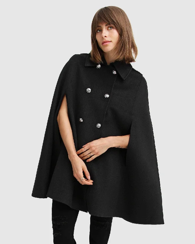 Special Price winter coatOn My Mind Wool Blend Cape - Black