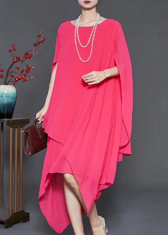 Midnight Madness comfy dressFrench Pink Asymmetrical Chiffon Beach Dresses Cloak Sleeves Midnight Madness comfy dressFrench Pink Asymmetrical Chiffon Beach Dresses Cloak Sleeves