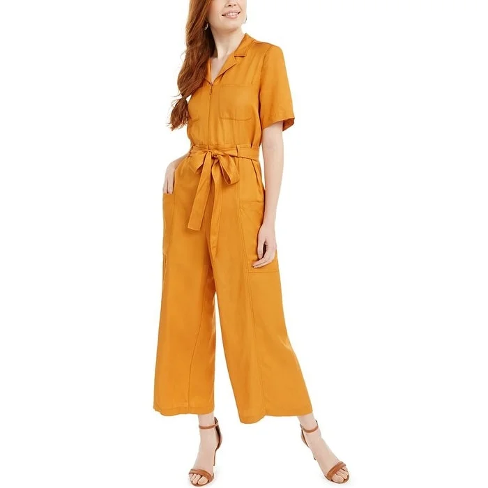 Special Discount French Connection Women's Enzo Drape Belted Jumpsuit Yellow Size 4