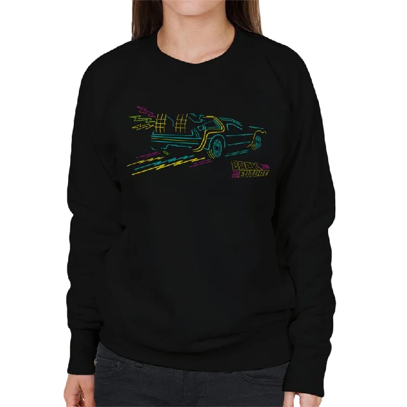 athletic style hoodieBack to the Future Delorean Neon Take Off Women's Sweatshirt