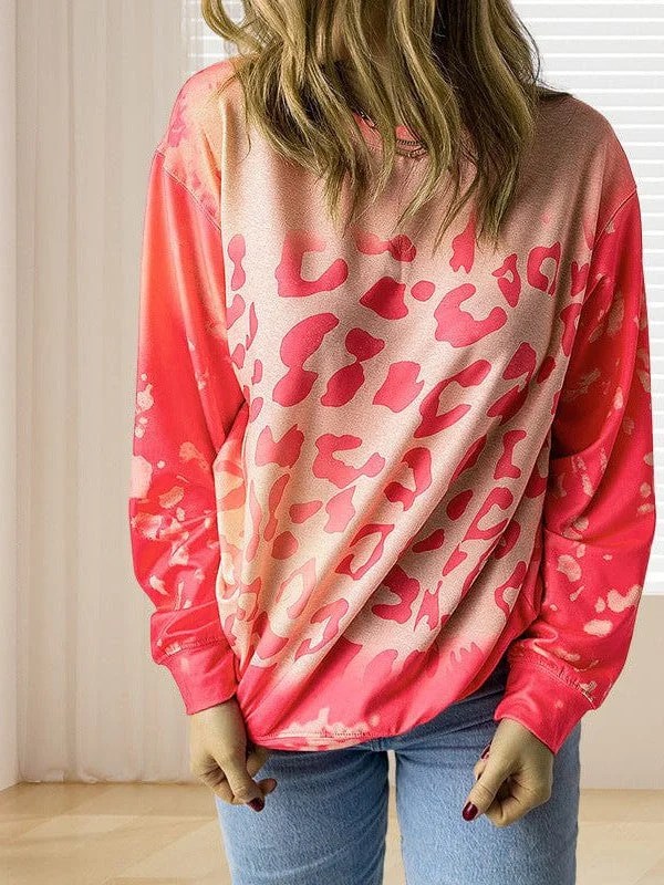 Sale Event Leopard Print Sweatshirt With Round Neck And Long Sleeves For Women