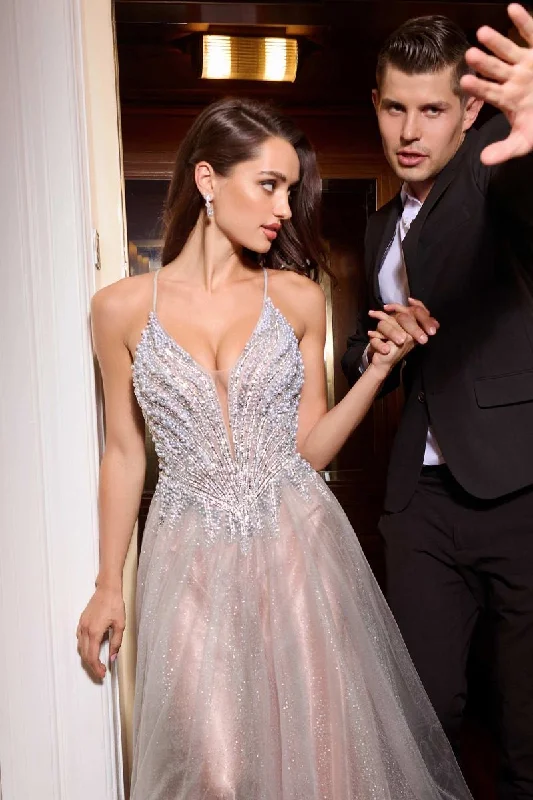 Bargain Blast lace-up dressLayered Tulle Embellished A-Line Gown by Cinderella Divine CC2531 - Special Occasion/Curves
