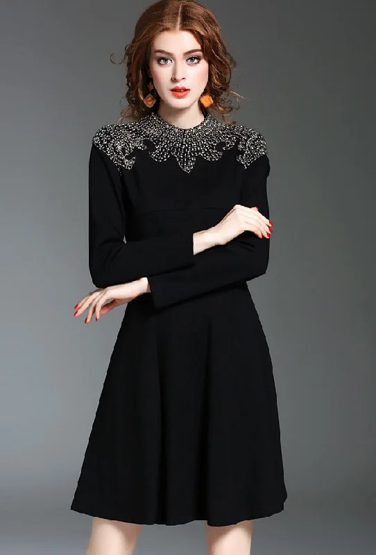 comfy maxi dressLong Sleeve Beaded Midi Dress