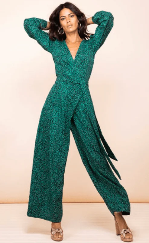 Closeout Sale Mossie Jumpsuit in Small Green Leopard