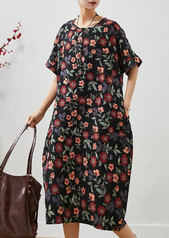 Now or Never minimalistic dressStyle Black Oversized Print Cotton Vacation Dresses Summer Now or Never minimalistic dressStyle Black Oversized Print Cotton Vacation Dresses Summer