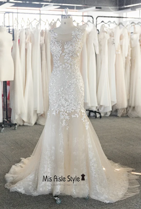 Exclusive Offers party-ready dressMermaid Nude Lace Wedding Dress
