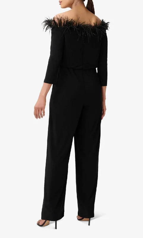Price Smash Adrianna Papell AP1E210212 - Feather Trimmed Jumpsuit