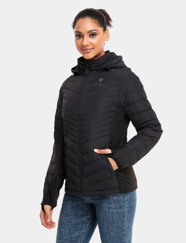 warm hoodieWomen's Heated Down Jacket - White / Black