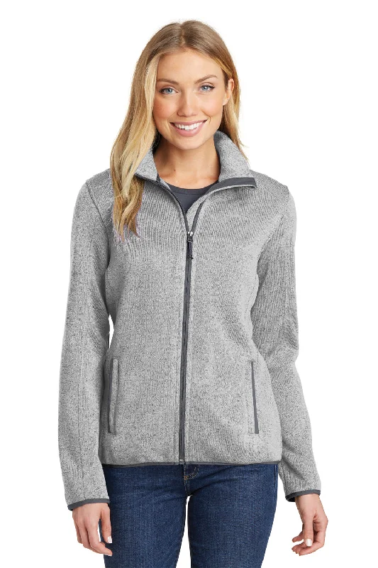 Super Savings urban coatPort Authority Womens Full Zip Sweater Fleece Jacket - Heather Grey Super Savings urban coatPort Authority Womens Full Zip Sweater Fleece Jacket - Heather Grey