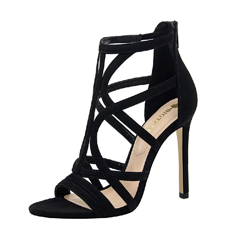 Seasonal Clearance modern dressSuede Cross  Pointy  Stiletto Heels  614340182360
