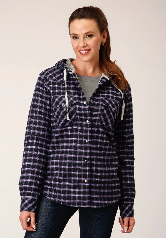 stylish blazer coatRoper Womens Thermal Lined Flannel Blue 100% Cotton Cotton Jacket