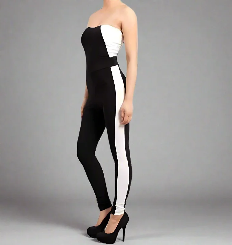 Act Now Jose Spandex Two Tone Jumpsuit