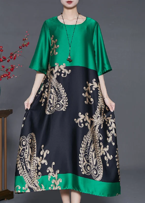 Super Savings chic shift dressVintage Peacock Green Oversized Patchwork Silk Holiday Dress Summer Super Savings chic shift dressVintage Peacock Green Oversized Patchwork Silk Holiday Dress Summer