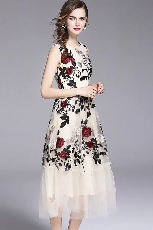 silk dressRose Embroidered Mesh Dress