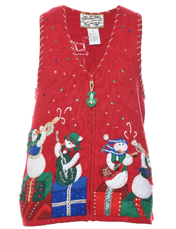 cold weather jacketSnowman Christmas Vest - M