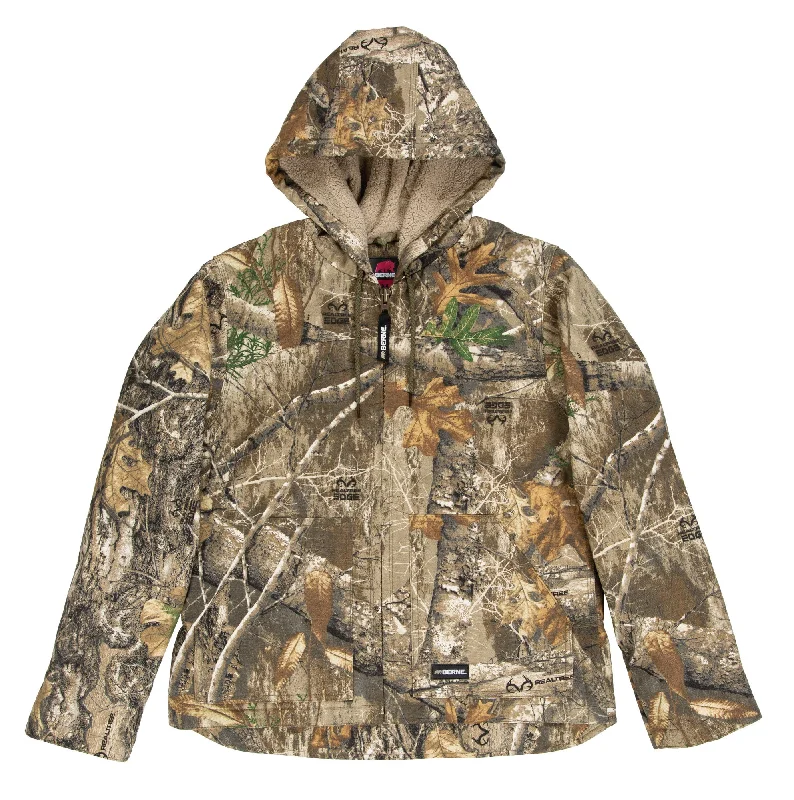 fashionable outerwearBerne Realtree Edge 100% Cotton Ladies Hooded Coat Sherpa