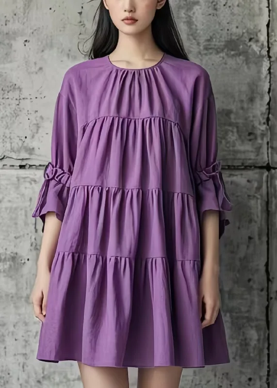 Daily Specials tiered dressDIY Purple Oversized Wrinkled Cotton Tea Dress Summer