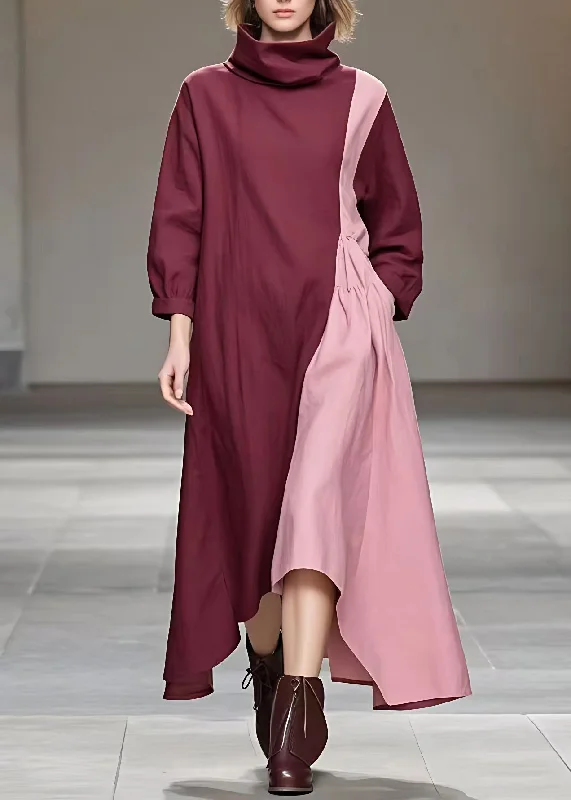 Exclusive Online Offer fitted dressLoose Colorblock Patchwork Wrinkled Long Dresses Long Sleeve Exclusive Online Offer fitted dressLoose Colorblock Patchwork Wrinkled Long Dresses Long Sleeve