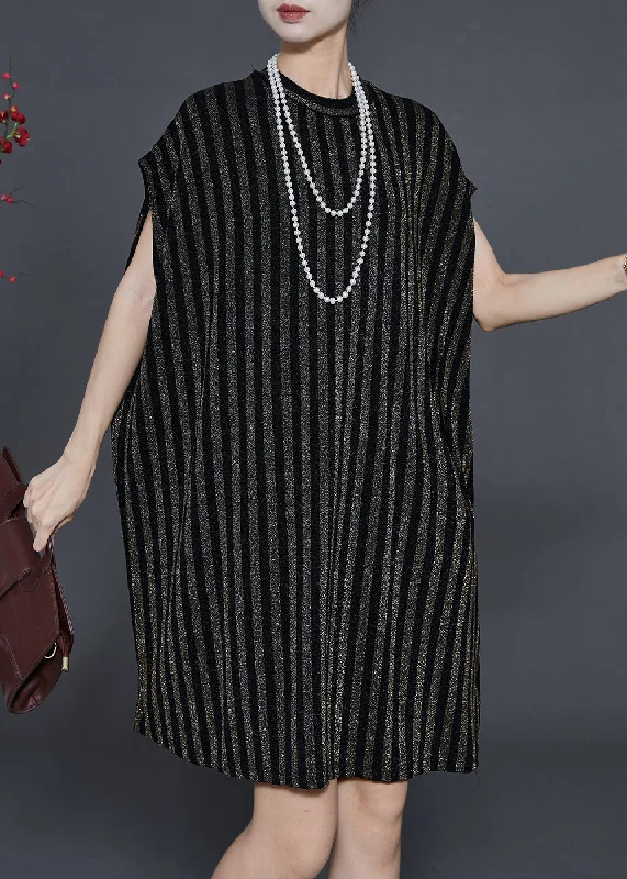 velvet dressBlack Striped Cotton Day Dress Oversized Summer