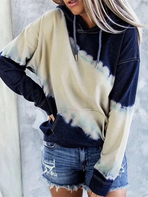 Deal Zone cool activewear hoodieWomen's Horizontal Tie Dye Hoodie With Kangaroo Pocket