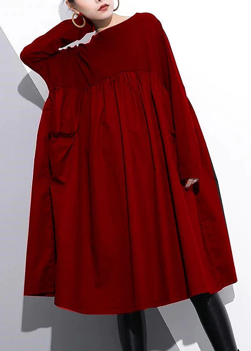 off-shoulder dressElegant Cinched o neck Cotton clothes For Women Tutorials Red Dresses