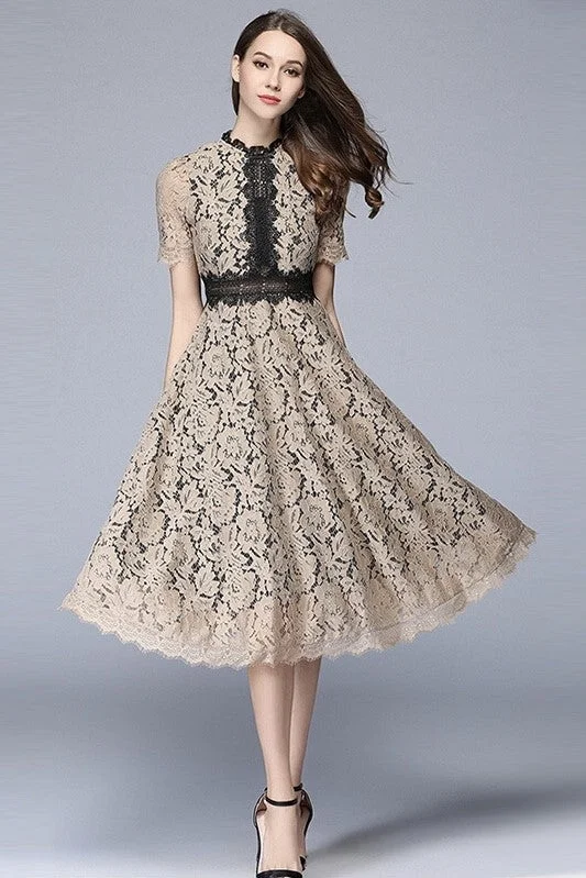 elegant evening dressColor Block Lace Dress