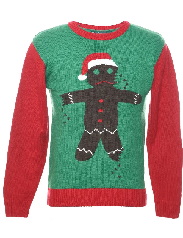 chic outerwearTeddy Bear Print Christmas Jumper - M