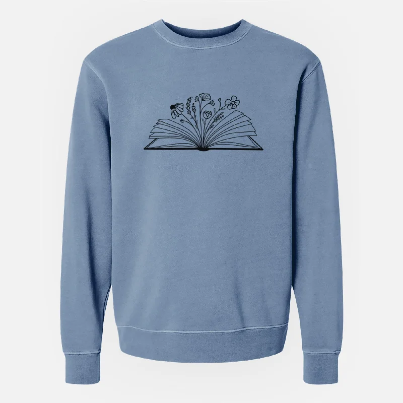 Closeout fitted workout sweatshirtFloral Open Book - Unisex Pigment Dyed Crew Sweatshirt