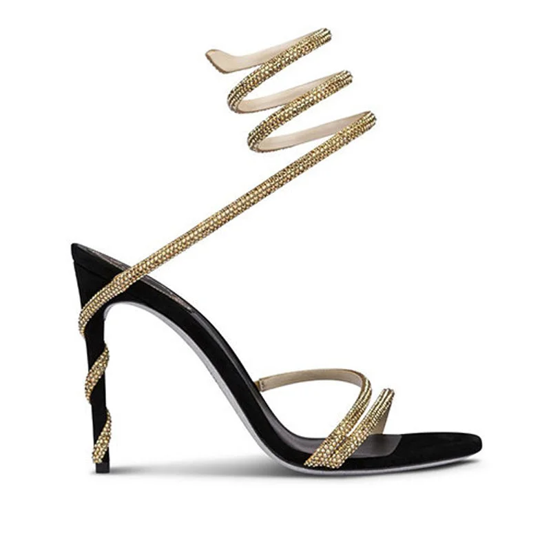 Massive Deals trendy bodycon dressRhinestone Ankle Strap Pointy Stiletto Heels 793993757024