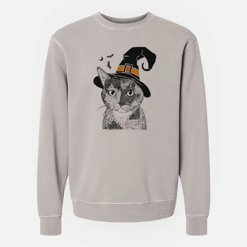 retro sports hoodieWitch Spooky Kitty the Tortoiseshell Cat - Unisex Pigment Dyed Crew Sweatshirt