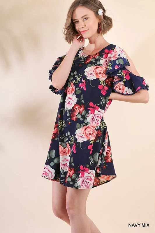 wool dressCold Shoulder Floral Dress