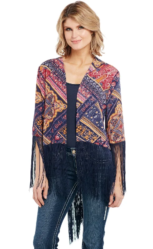 versatile coatCowgirl Up Womens Multi-Color Polyester Hi-Lo Kimono Cardigan