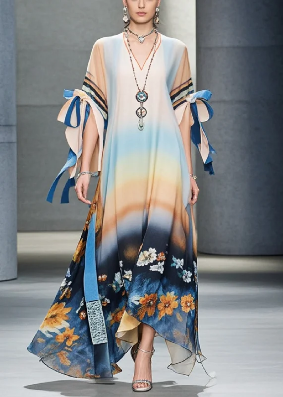 Exclusive Online Offer bodycon dressWomen Oversized Print Chiffon Dress Petal Sleeve