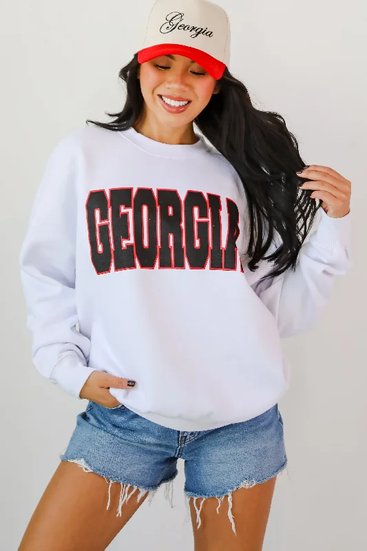 Big Discounts luxury fitness sweatshirtWhite Georgia Sweatshirt