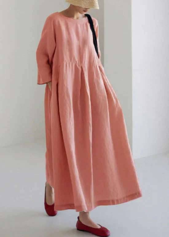 Price Rollback cocktail party dressPink  Cotton Dresses Pockets Patchwork Spring