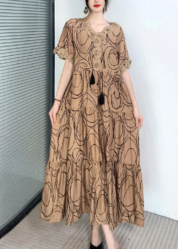 Members Only flowy evening dressYellow Print Patchwork Cotton Dress V Neck Drawstring Summer Members Only flowy evening dressYellow Print Patchwork Cotton Dress V Neck Drawstring Summer