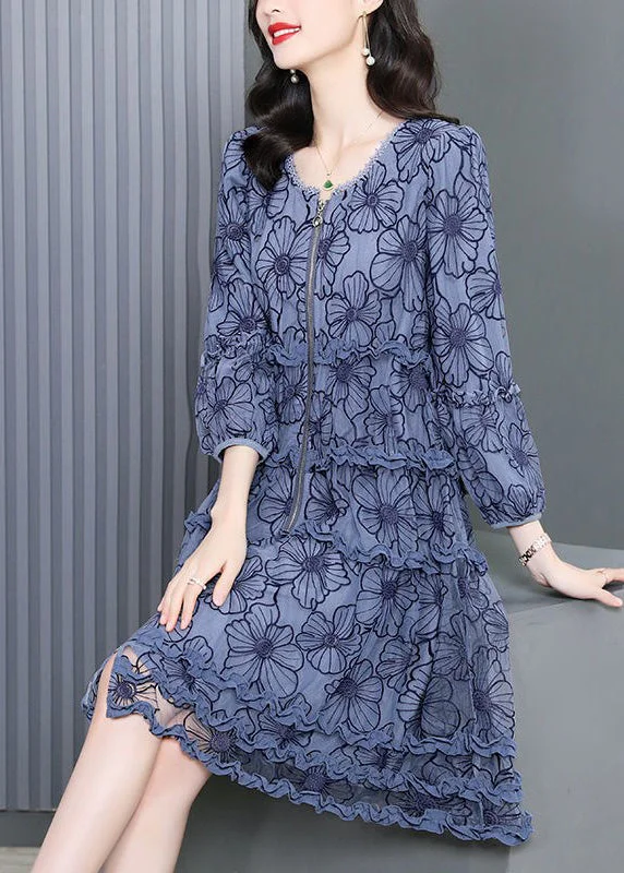 Unmissable Offer silk dressBohemian O-Neck Zippered Ruffled Embroideried Floral Maxi Dress Long Sleeve Unmissable Offer silk dressBohemian O-Neck Zippered Ruffled Embroideried Floral Maxi Dress Long Sleeve