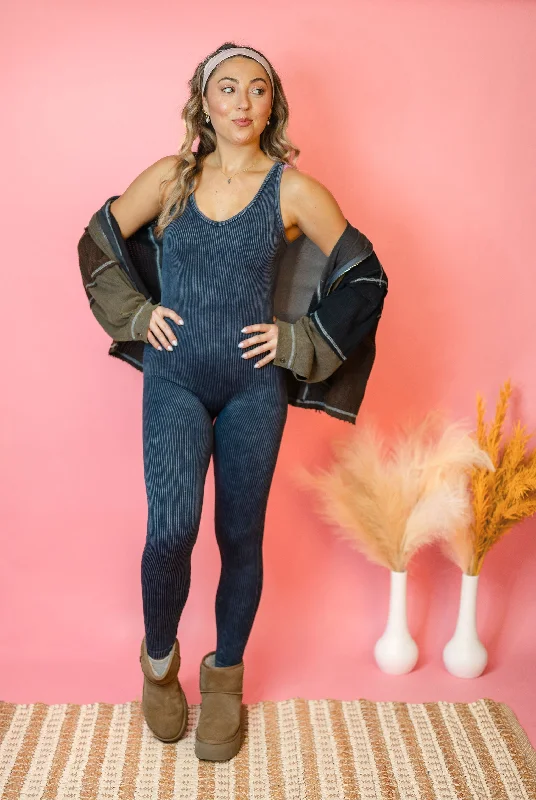 Exclusive Offers Mineral Wash Ribbed Active Jumpsuit