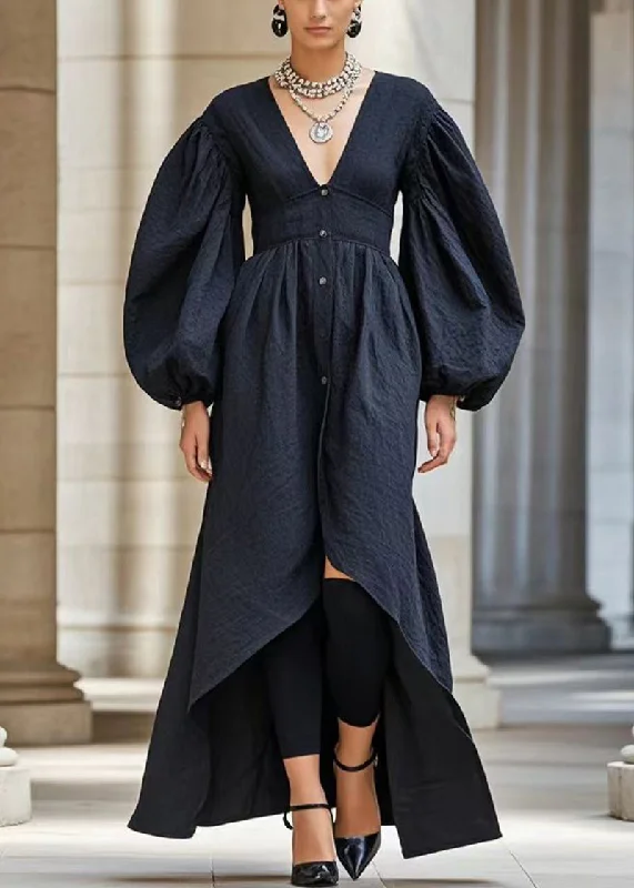 Crazy Savings classic fit-and-flare dressFrench Black V Neck Low High Design Silm Fit Cotton Dresses Fall Crazy Savings classic fit-and-flare dressFrench Black V Neck Low High Design Silm Fit Cotton Dresses Fall