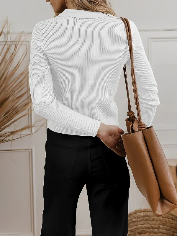 Shop and Save Women's Ribbed Knit Zip-Up Cardigan